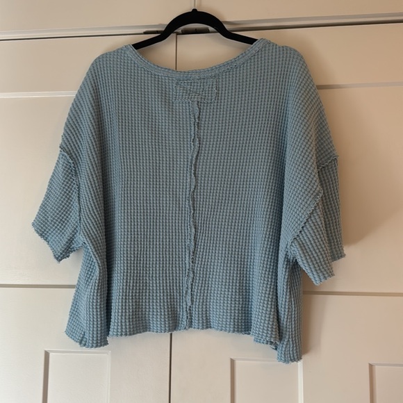 Anthropologie Pilcro Short-Sleeve Waffle Tee in Baby Blue - Picture 6 of 6